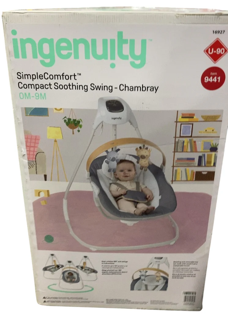 Ingenuity Simple Comfort 2-in-1 Swing Rocker, Chambray - Image 2