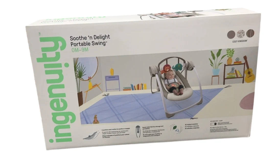 Ingenuity Soothe N Delight Portable Swing, Cozy Kingdom - Image 2