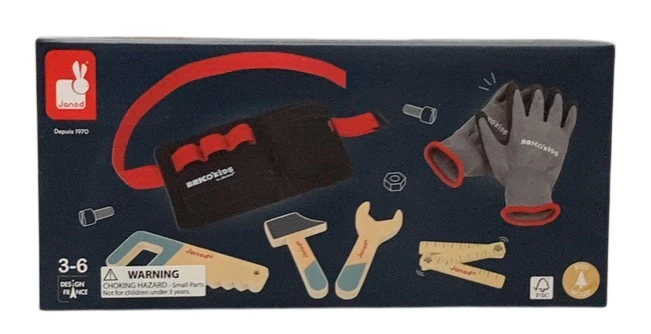 Janod Brico'kids DIY Tool Belt and Gloves Set, J06475 - Image 2