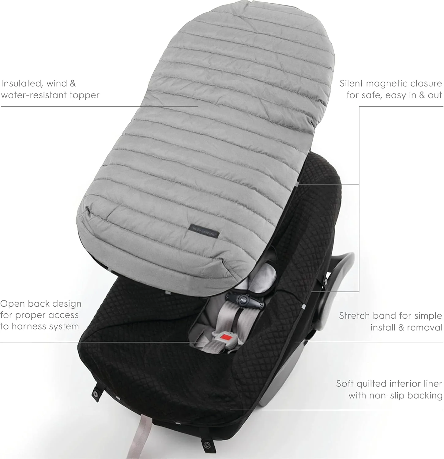 Little Unicorn Infant Car Seat Foot Muff, Black - Image 3