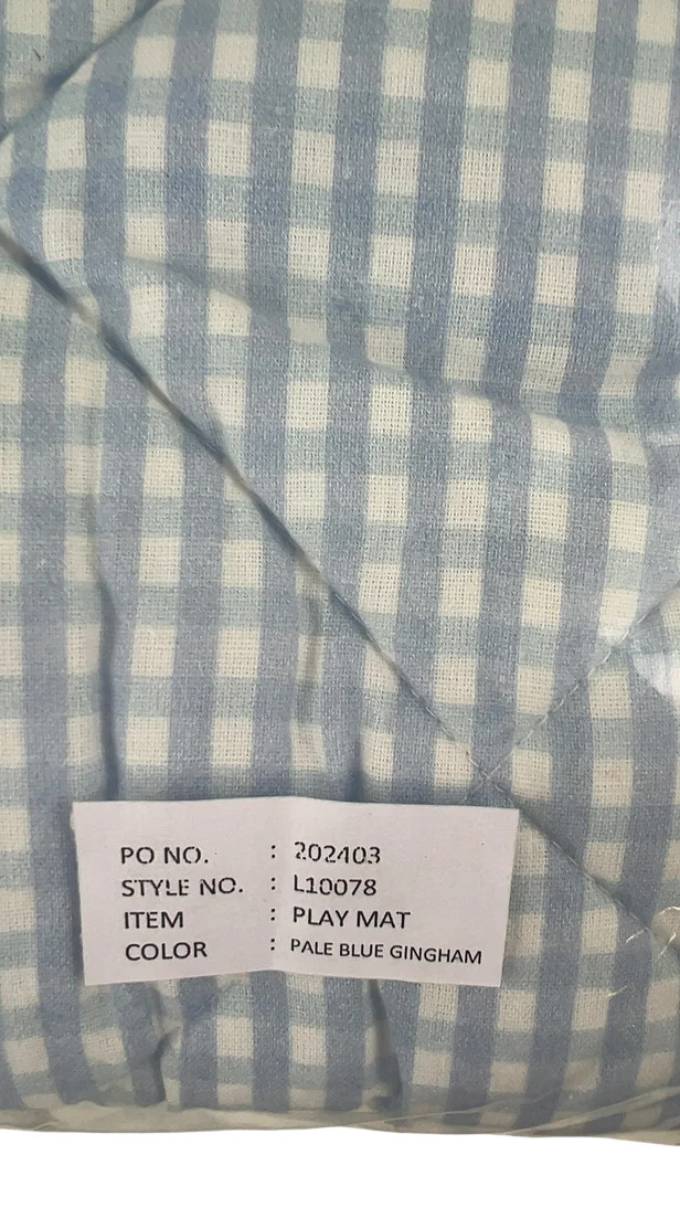 Louelle Quilted Playmat, Pale Blue Gingham, Square - Image 4