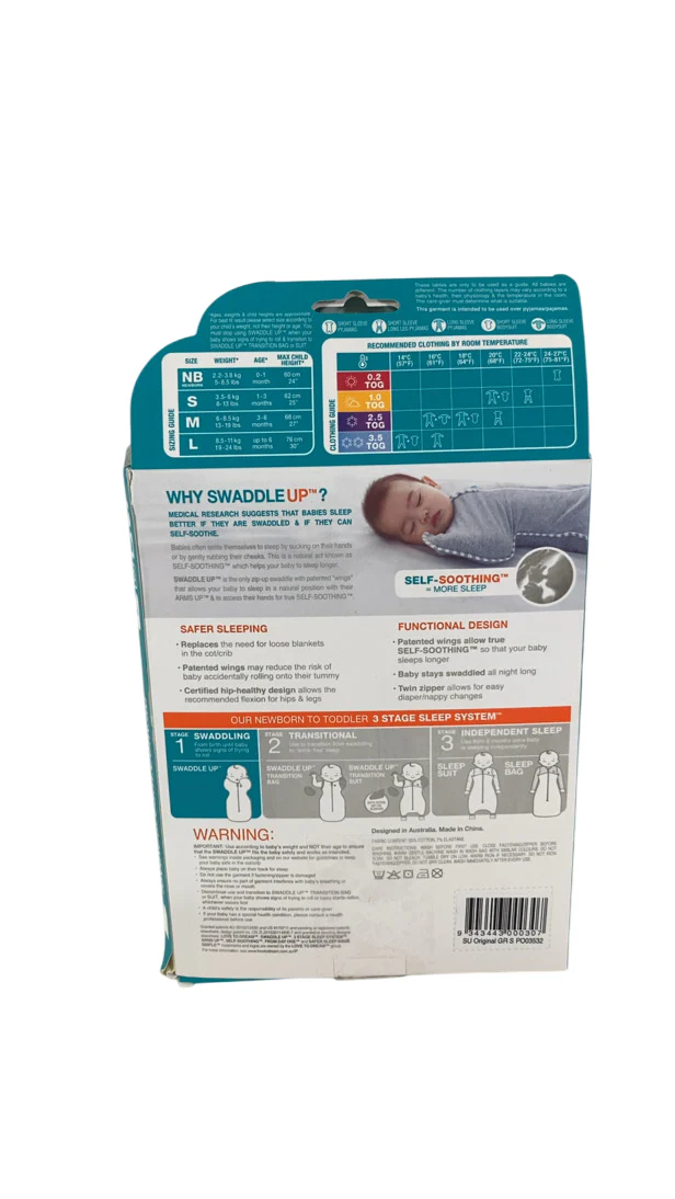 Love To Dream Swaddle UP Original 1.0 Sleep Sack, Gray, Small - Image 4