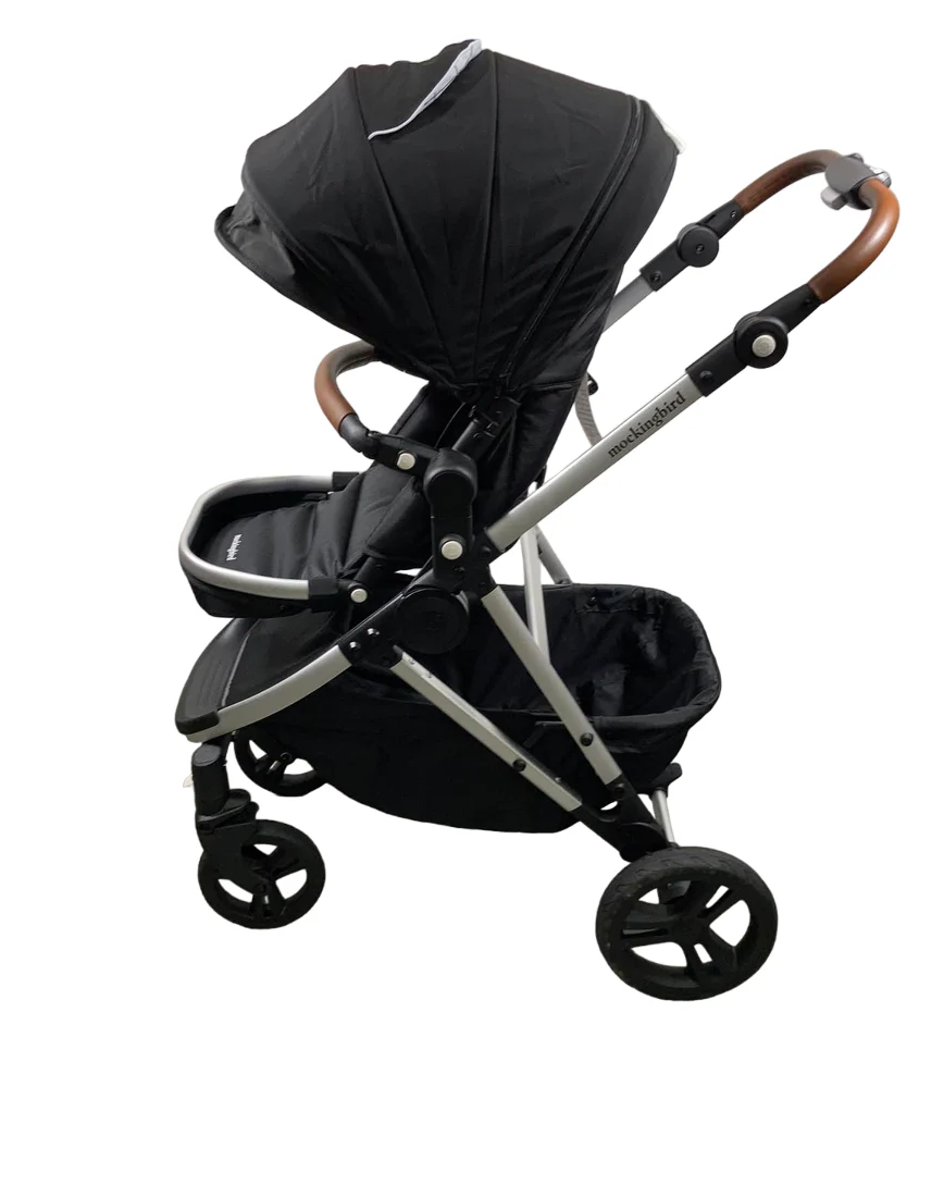 Mockingbird Single 2.0 Stroller, 2025, Black, Silver With Penny Leather, Windowpane - Image 3