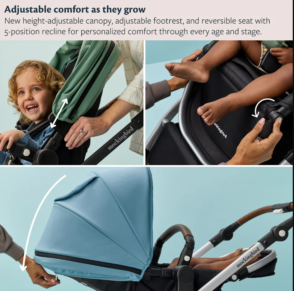 Mockingbird Single 3.0 Stroller, 2026, Charcoal with Penny Leather, Solid Black - Image 4