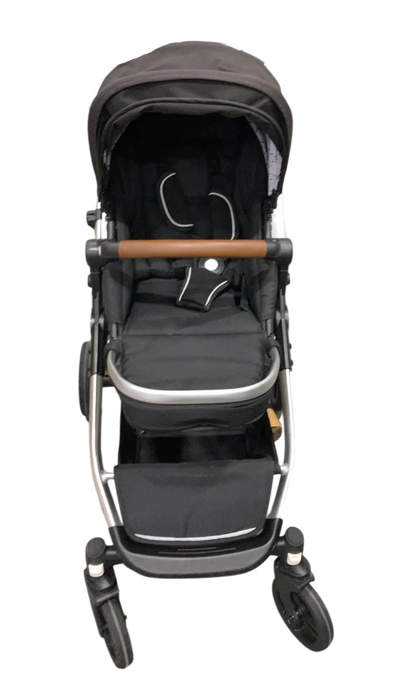 Mockingbird Single to Double 2.0 Stroller, 2023, Black, Silver With Penny Leather, Windowpane