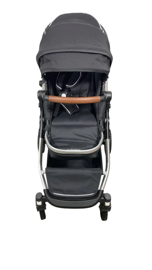 Mockingbird Single to Double 2.0 Stroller, 2025, Black, Silver With Black Leather, Watercolor Drops - Image 4
