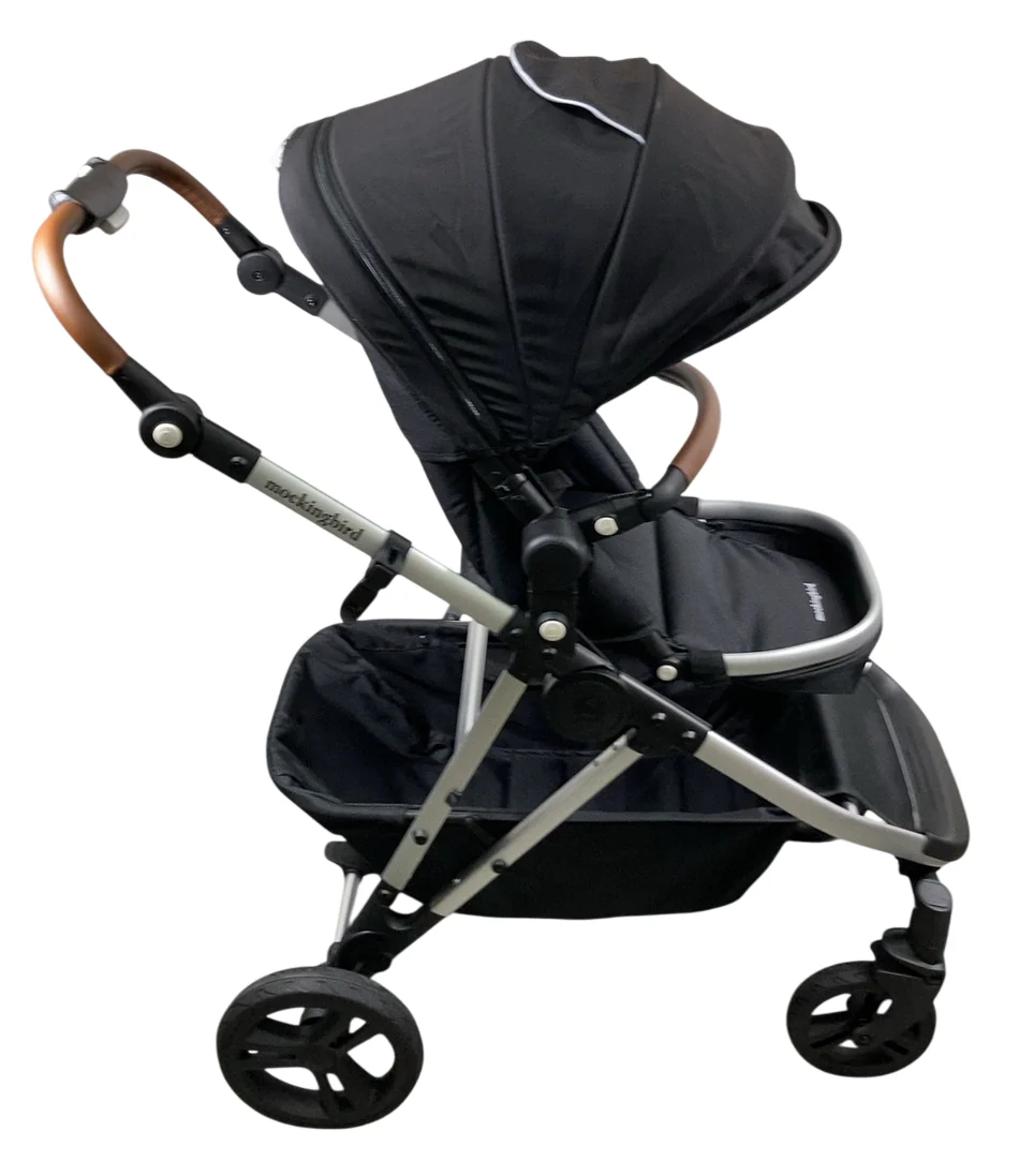 Mockingbird Single to Double 2.0 Stroller, 2025, Black, Silver With Penny Leather, Windowpane - Image 2