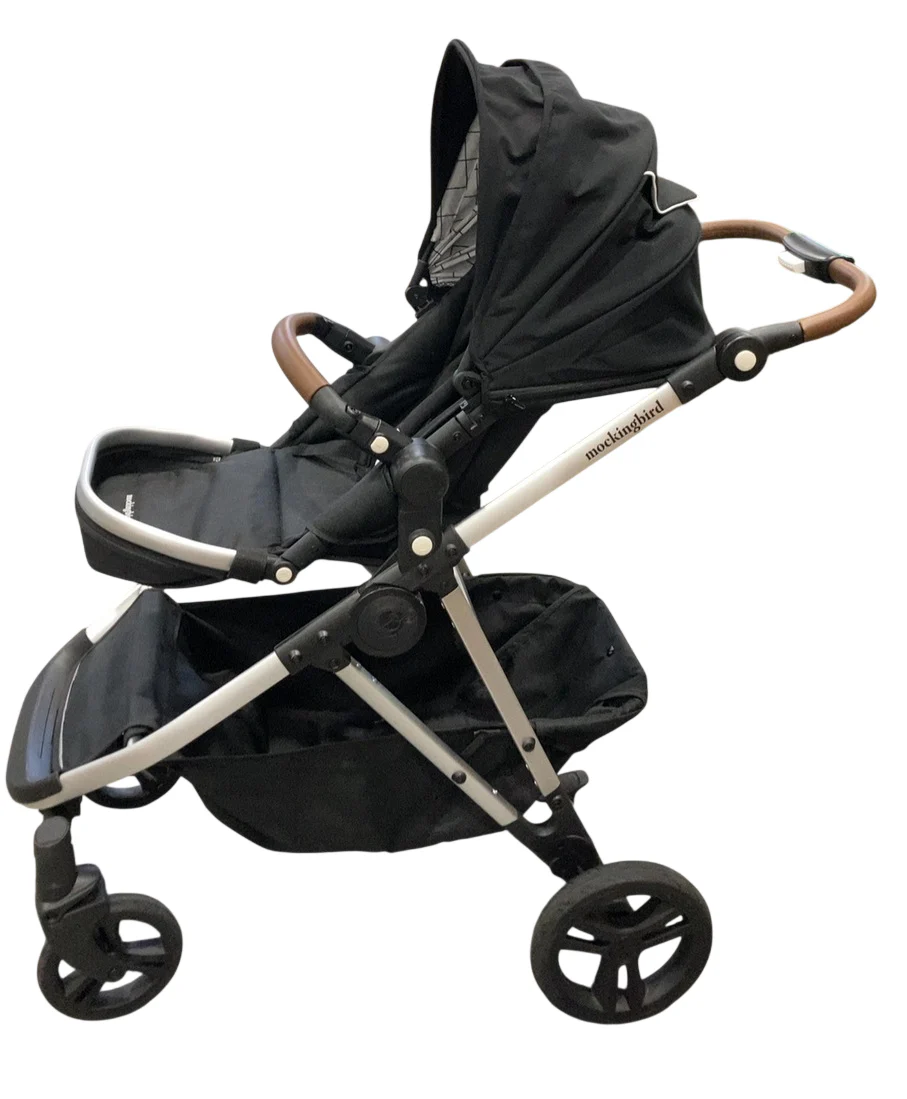 Mockingbird Single to Double 2.0 Stroller, 2025, Black, Silver With Penny Leather, Windowpane - Image 2