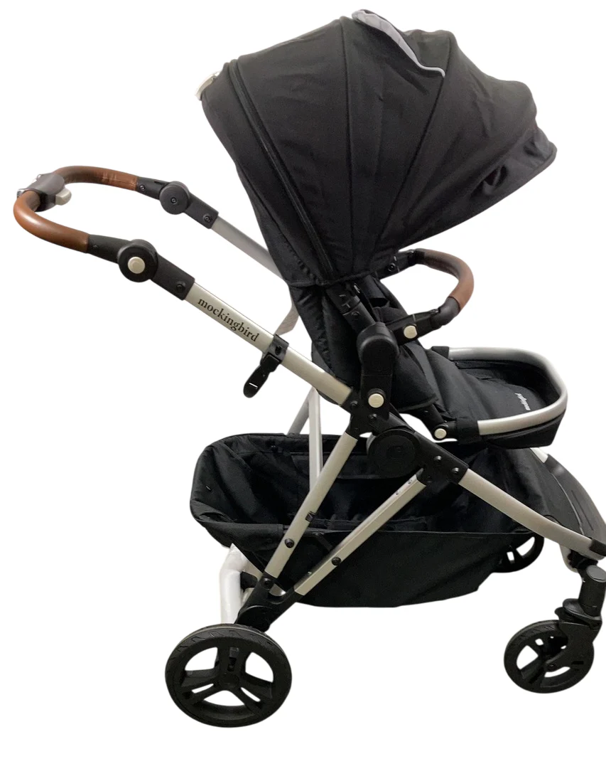 Mockingbird Single to Double 2.0 Stroller, 2025, Black, Silver With Penny Leather, Windowpane - Image 4