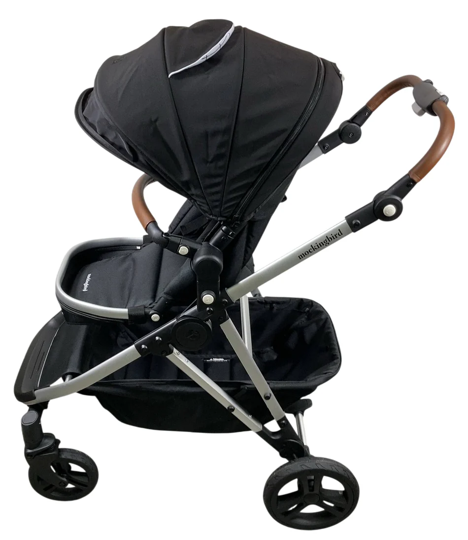 Mockingbird Single to Double 2.0 Stroller, 2025, Black, Silver With Penny Leather, Windowpane-WP - Image 2