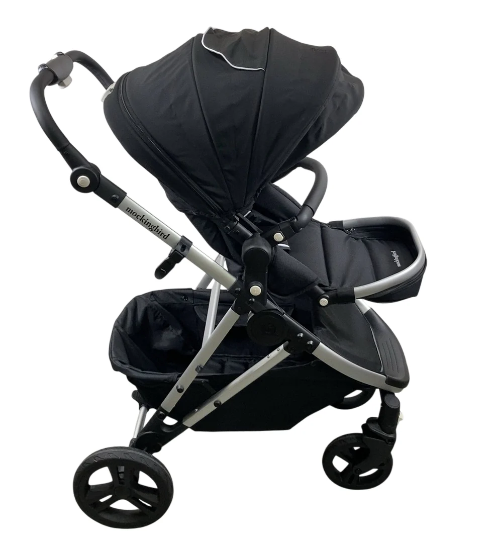 Mockingbird Single to Double 2.0 Stroller, Black, Windowpane, Silver With Black Leather, 2025 - Image 3