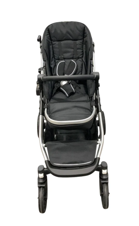 Mockingbird Single to Double 2.0 Stroller, 2025, No Canopy, No Canopy, Silver With Black Leather