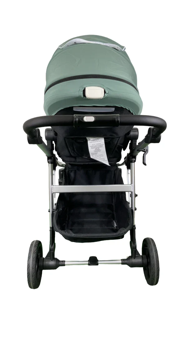 Mockingbird Single to Double 2.0 Stroller, 2025, Sage, Silver With Black Leather, Watercolor Drops - Image 6
