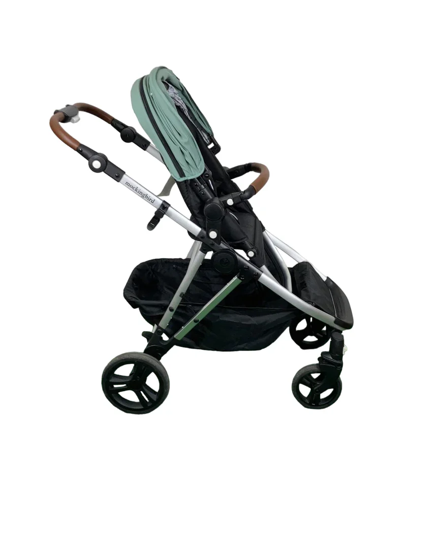 Mockingbird Single to Double 2.0 Stroller, 2025, Sage, Silver With Penny Leather, Windowpane - Image 2