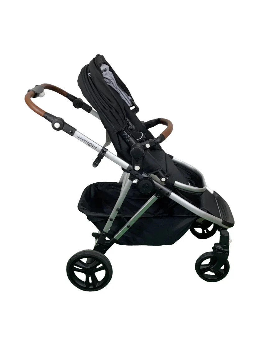Mockingbird Single to Double 2.0 Stroller, Black, Watercolor Drops, Silver With Penny Leather, 2025 - Image 2