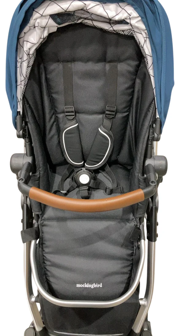Mockingbird Single to Double 2.0 Stroller, Sea, Windowpane, Silver With Penny Leather, 2025 - Image 4