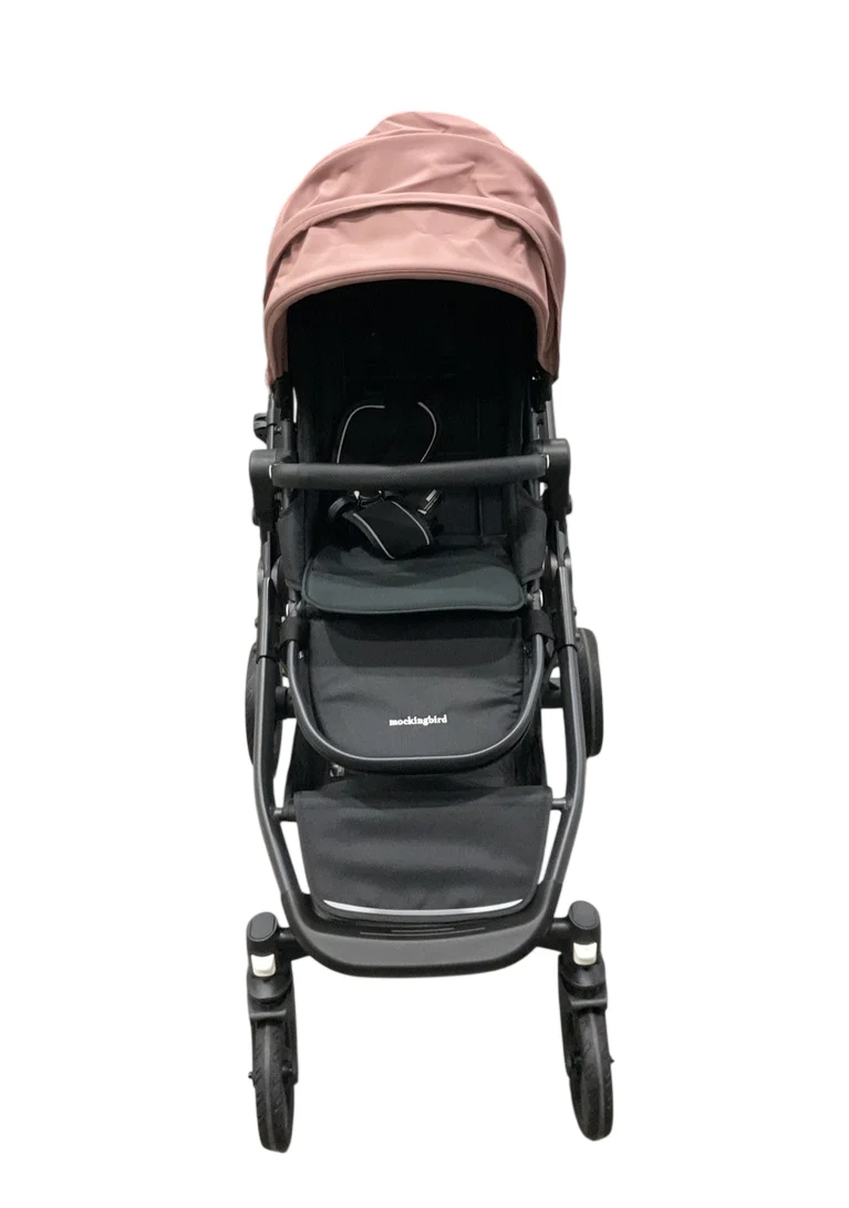 Mockingbird Single to Double 3.0 Stroller, 2025, Charcoal with Black Leather, Rose - Image 3