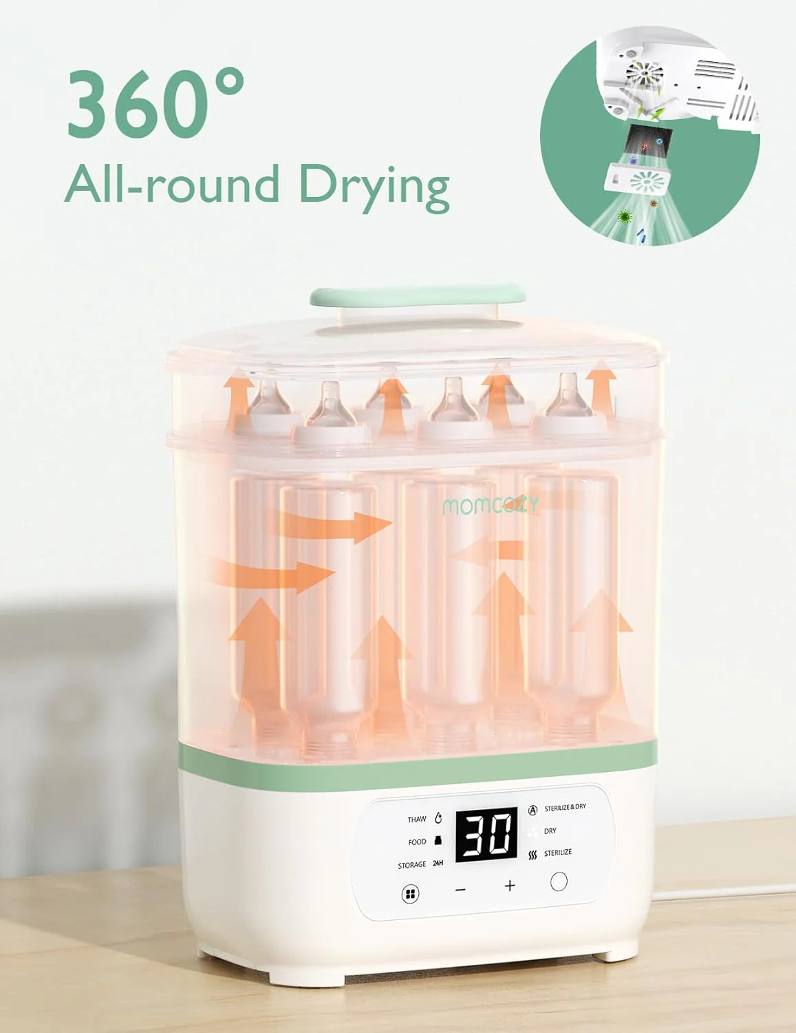 Momcozy Bottle Sterilizer And Dryer, White - Image 3