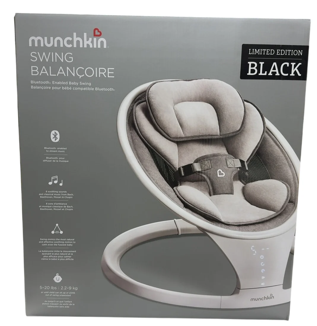 Munchkin Bluetooth Enabled Baby Swing, Black - Image 3
