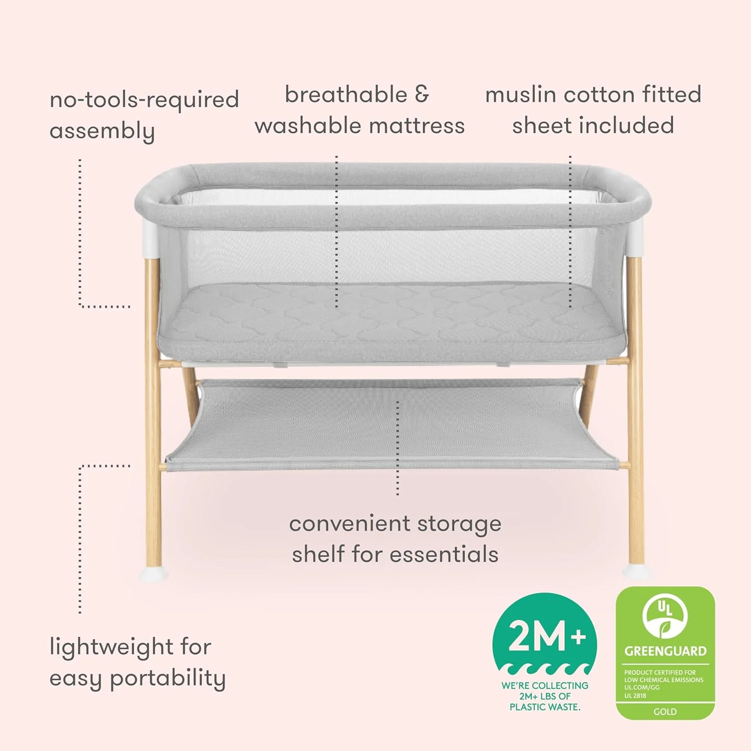 Newton Essential Bassinet, Grey - Image 2