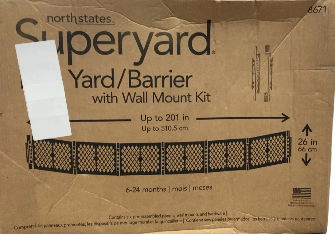 North States Superyard Playard/Barrier with Wall Mount Kit, Light Gray - Image 3