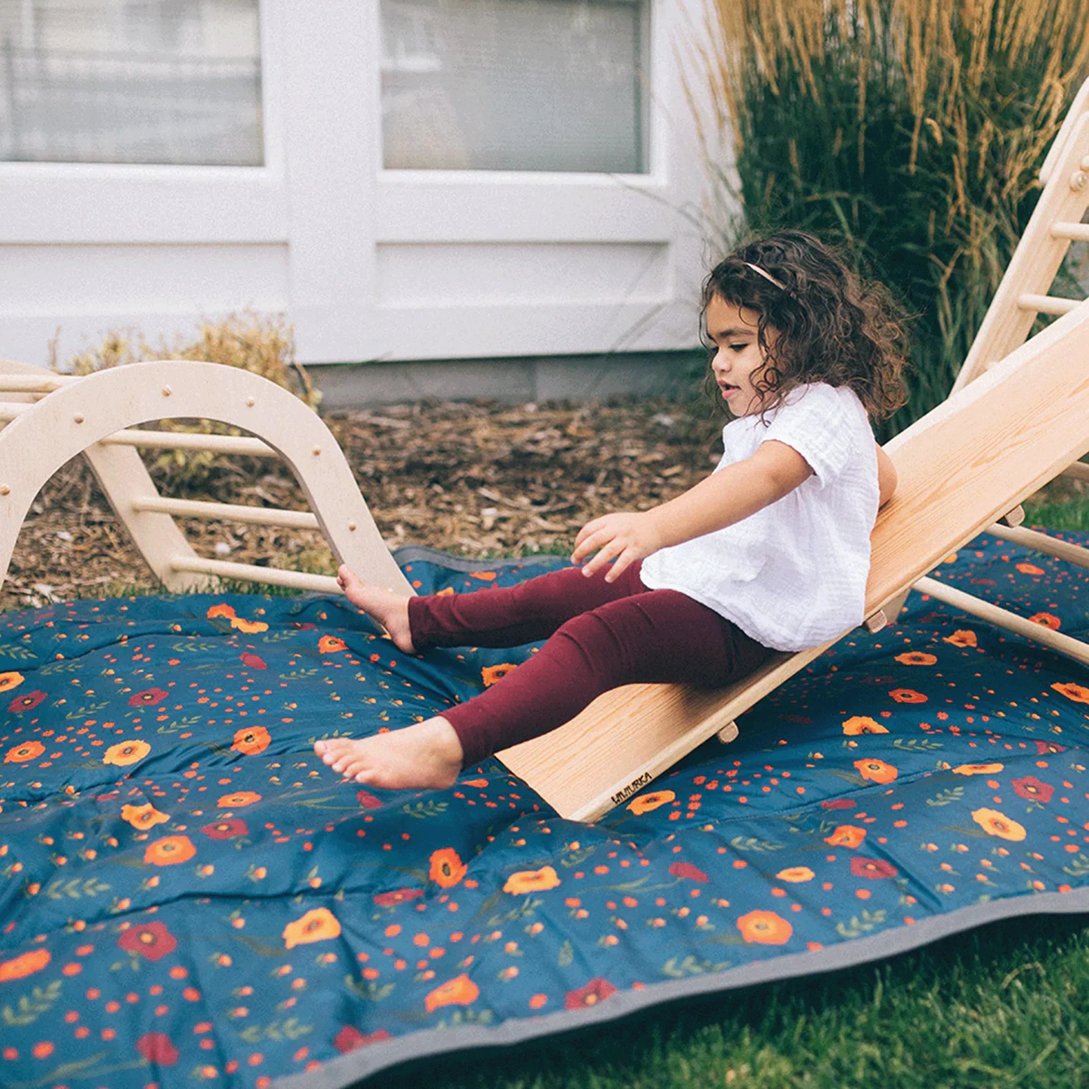 Little Unicorn Outdoor Blanket, Midnight Poppy - Image 9