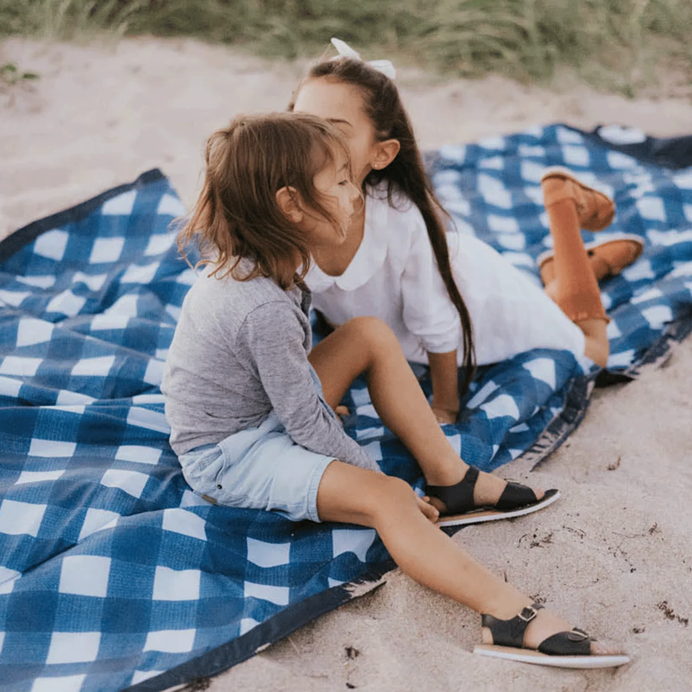 Little Unicorn Outdoor Blanket, Navy Plaid - Image 11