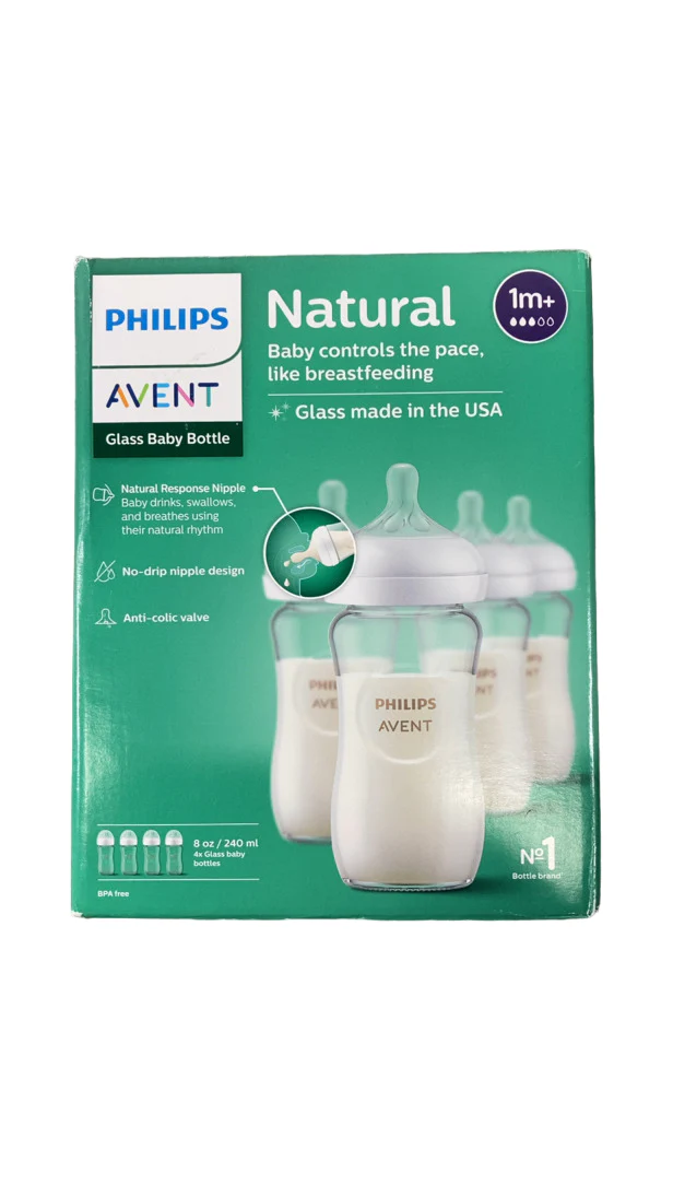 Philips Avent Natural Glass Baby Bottles, 4-Pack, 8oz - Image 2