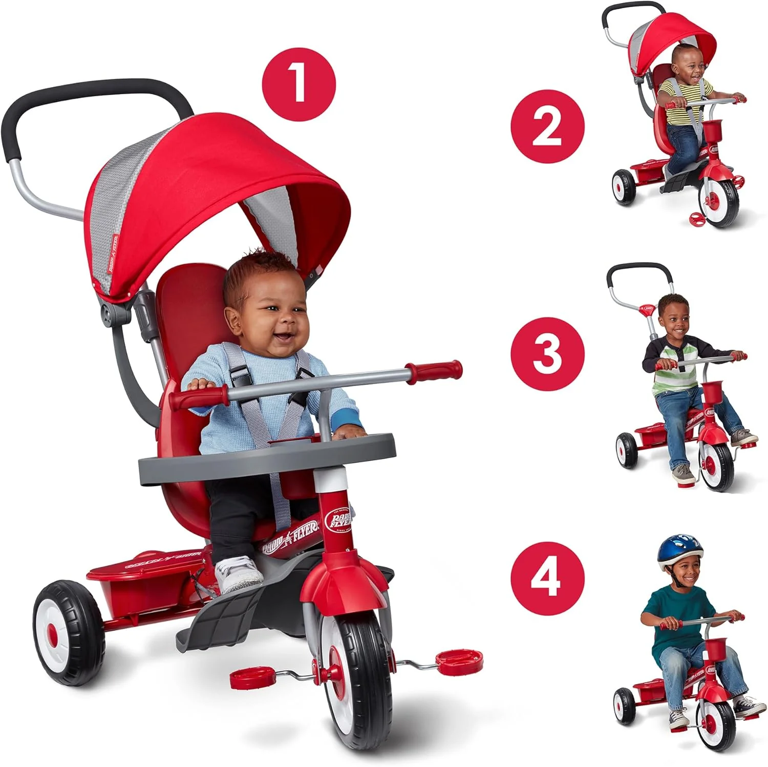 Radio Flyer 4-in-1 Stroll 'n Trike, Push Trike for Toddlers (484Z), Red - Image 4