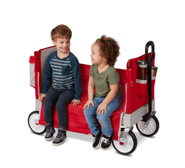 Radio Flyer Dual Canopy Family Wagon, Red - Image 3