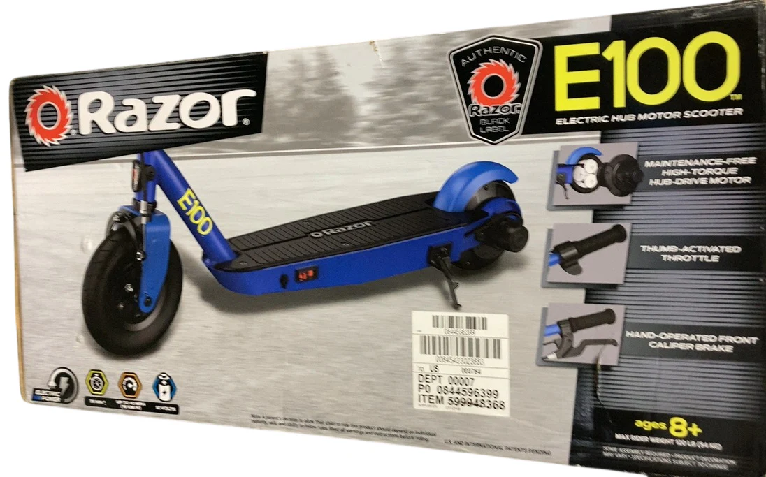 Razor E100 Electric Scooter, Blue, Black Label - Image 3