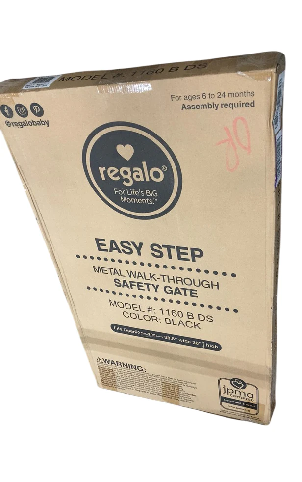 Regalo Easy Step 38.5-Inch Extra Wide Walk Thru Baby Gate, Black - Image 3