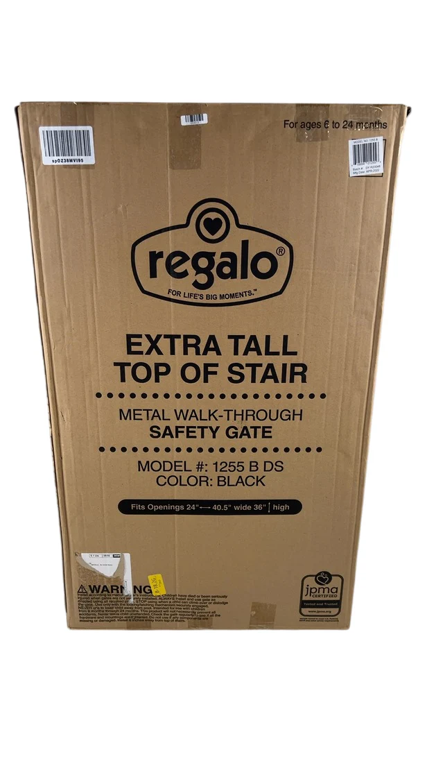 Regalo Extra Tall Top of Stairs Gate, Black - Image 2