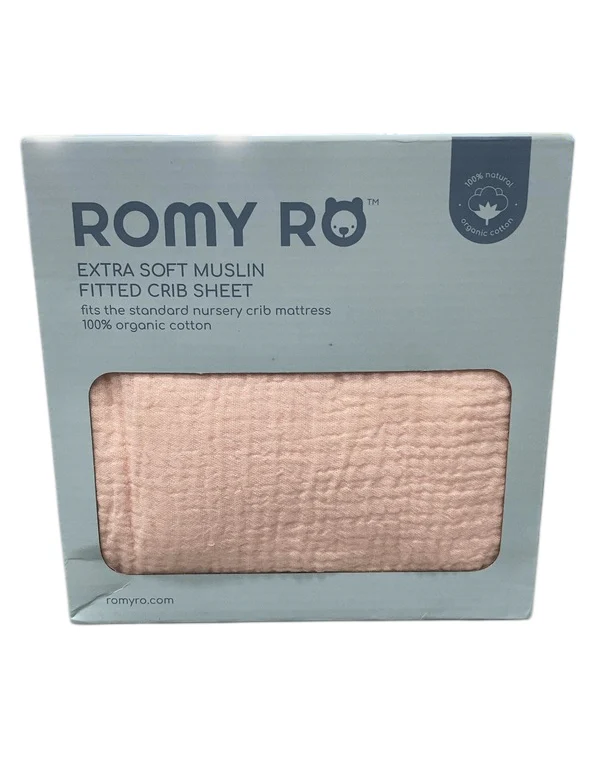 Romy Ro Muslin Fitted Crib Sheet, Apricot - Image 2
