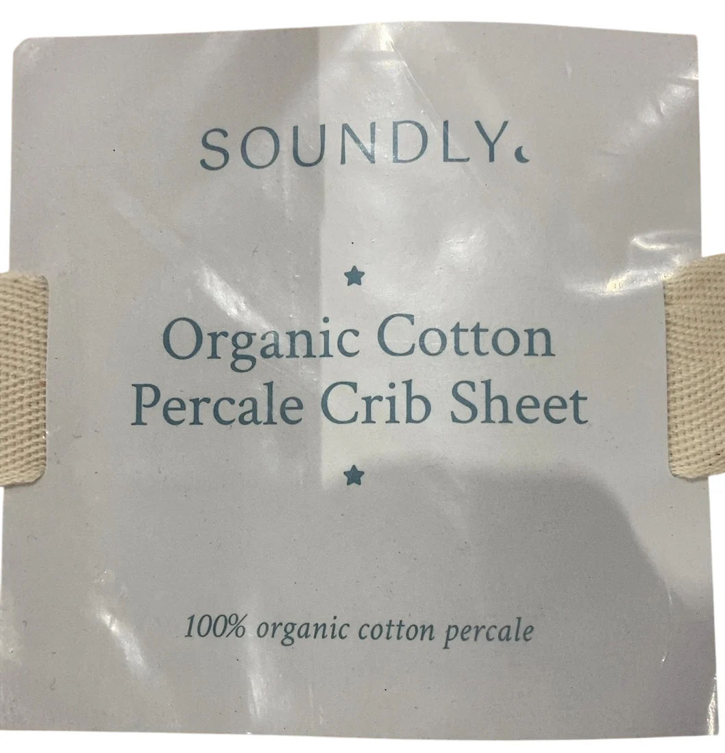 Soundly Percale Organic Crib Sheet, Tan Gingham - Image 2