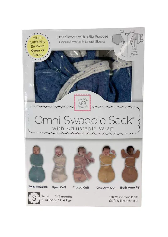 Swaddle Designs Omni Swaddle Sack With Wrap, Heathered Denim, Small - Image 3