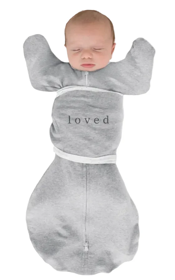 Swaddle Designs Omni Swaddle Sack With Wrap, Heathered Gray (Love), Small