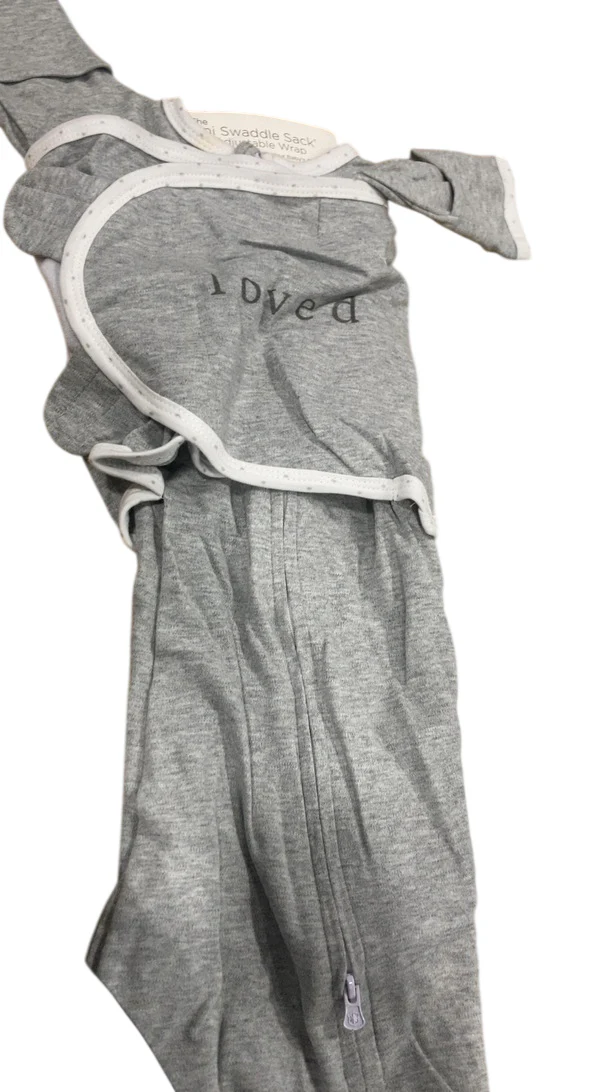 Swaddle Designs Omni Swaddle Sack With Wrap, Heathered Gray (Love), Small - Image 2