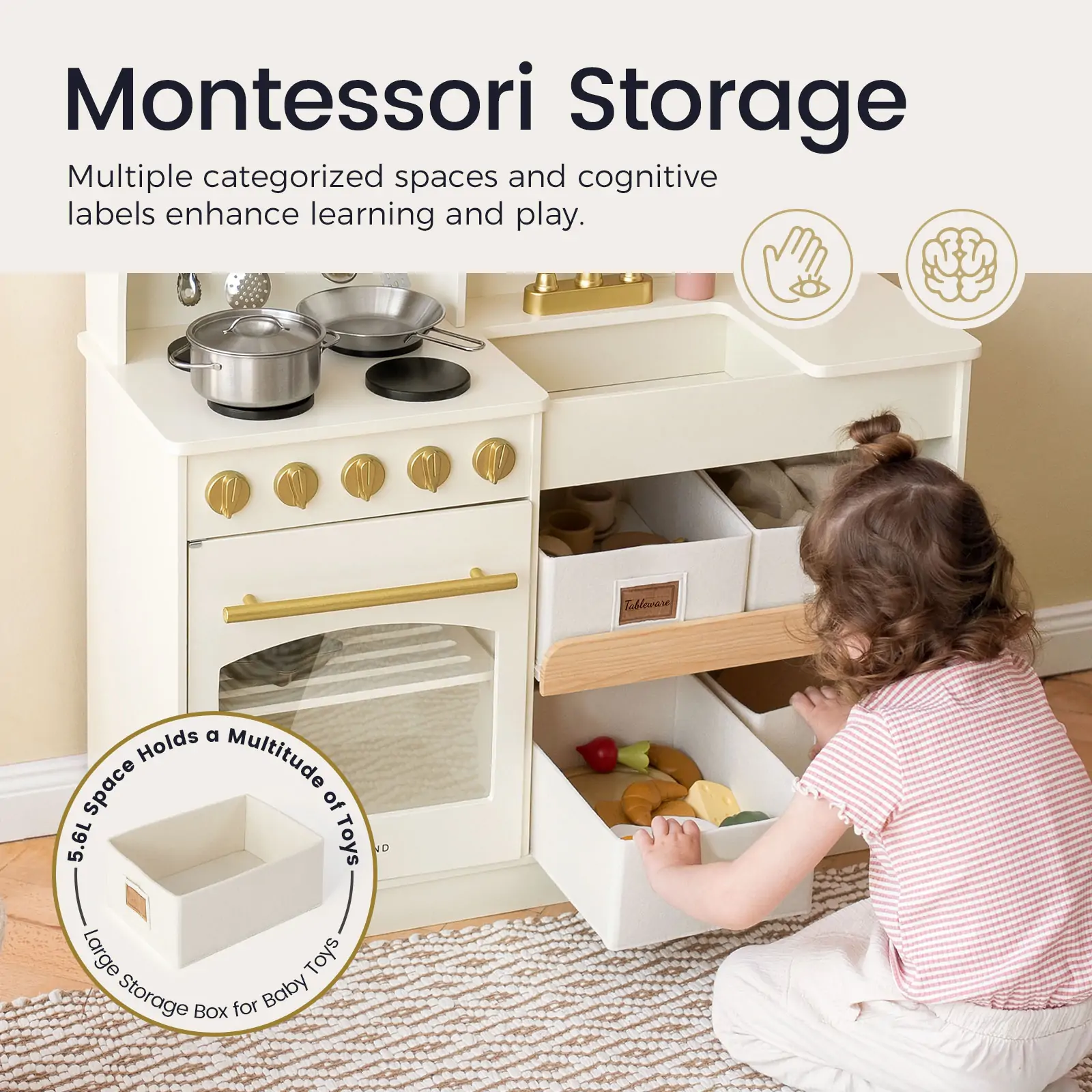 Tiny Land Wooden Play Kitchen with Storage - Image 4