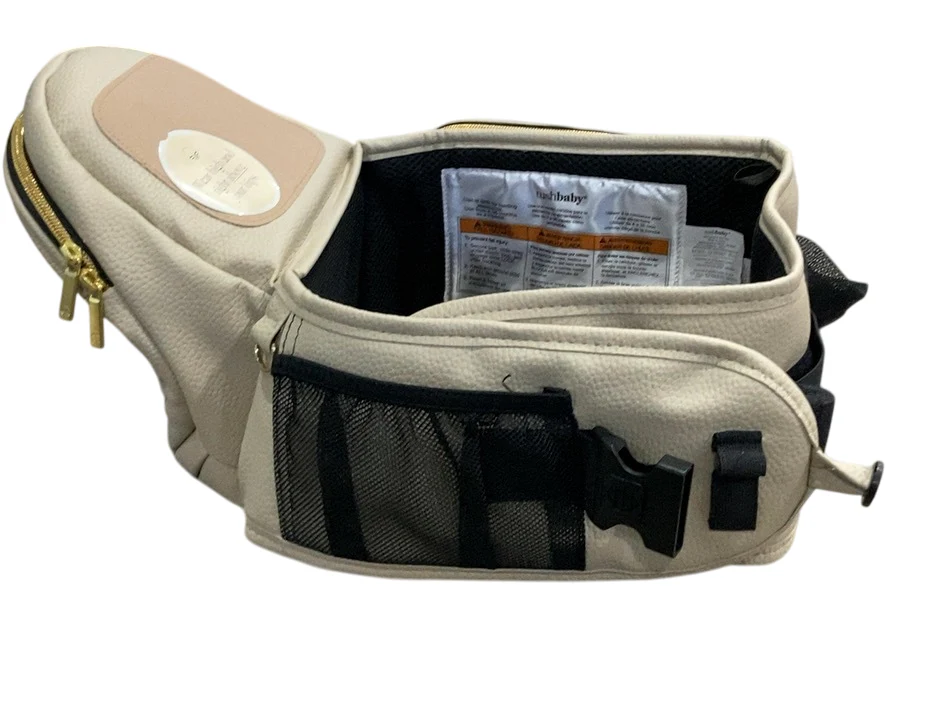 TushBaby Hip Baby Carrier, Vegan Leather Cream - Image 2