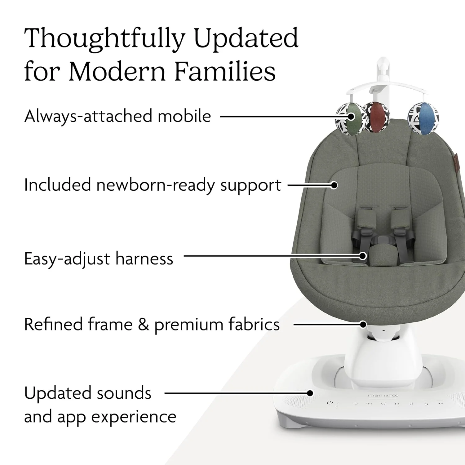 UPPAbaby Mamaroo Smart Swing, Camila (Dark Green Melange) - Image 2