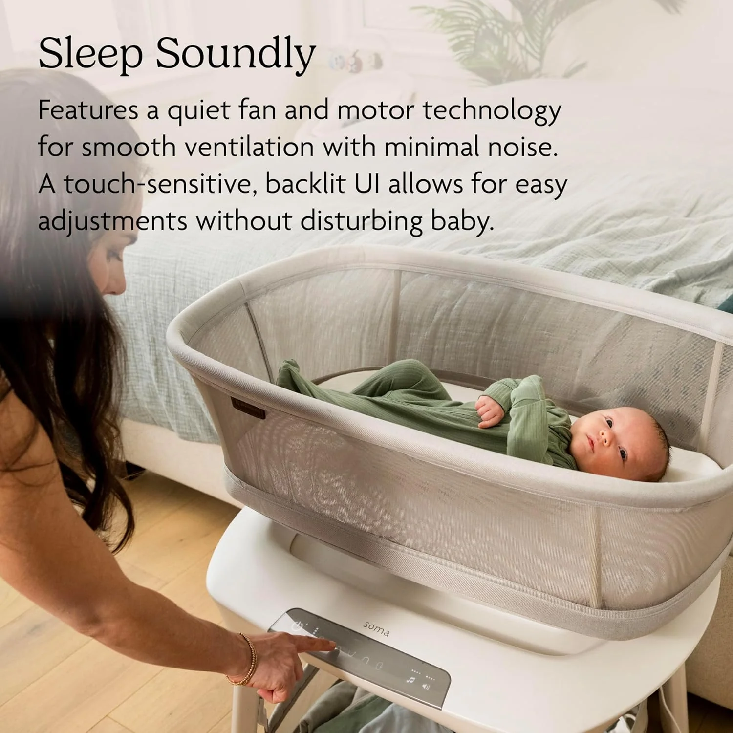 UPPAbaby Soma Smart Bassinet, Charlie (Sand Melange) - Image 3